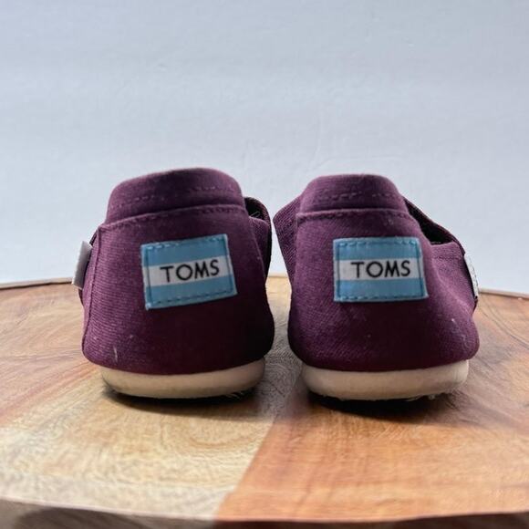 TOMS Shoes Womens Size 7 Burgundy Classic Alpargata Slip On Flats Canvas Comfort - Picture 2 of 14